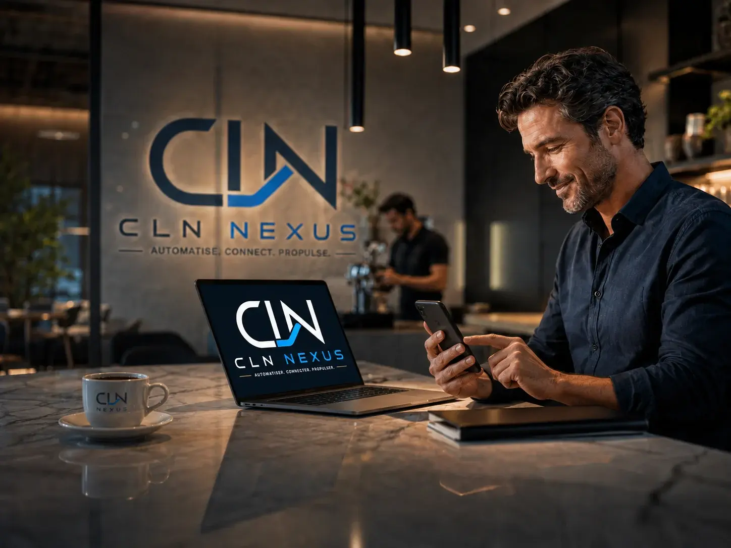 Un entrepreneur utilise les outils numériques conçus par CLN Nexus